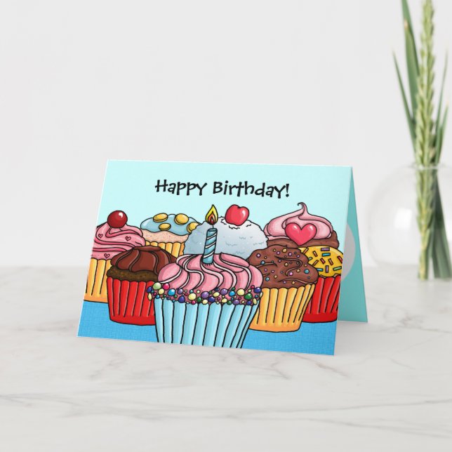 Muchas tarjetas de cumpleaños de cupcakes (Anverso)