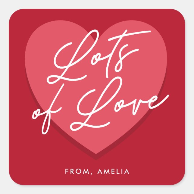 Mucho amor Pegatina de San Valentín en Plaza (Anverso)