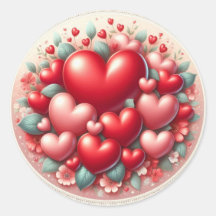 Mucho amor - Pegatina redondo de corazón