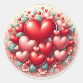 Mucho amor - Pegatina redondo de corazón