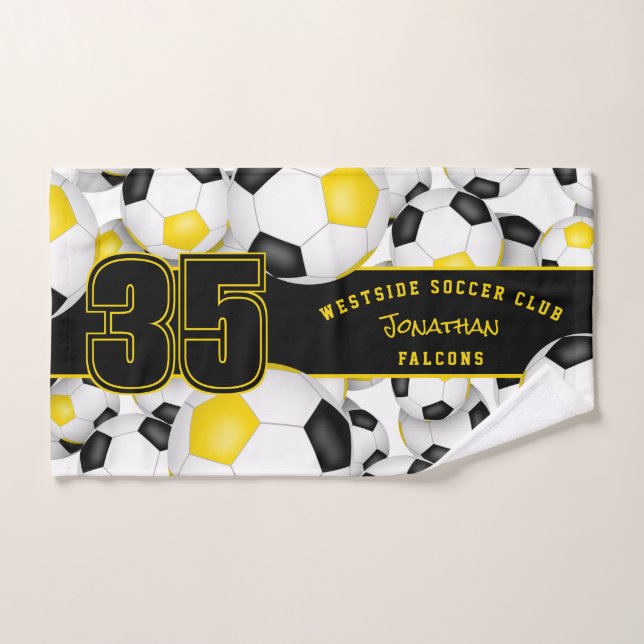 Muchos balones de fútbol personalizado equipo nomb (Toalla de mano)