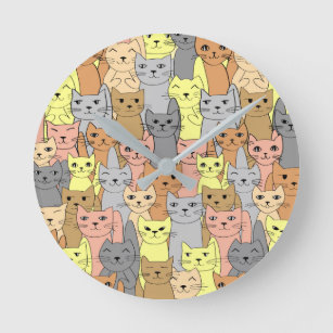 Muchos gatos amarillos diseñan el reloj de pared