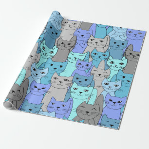 Muchos gatos azules diseñan papel de envolvimiento