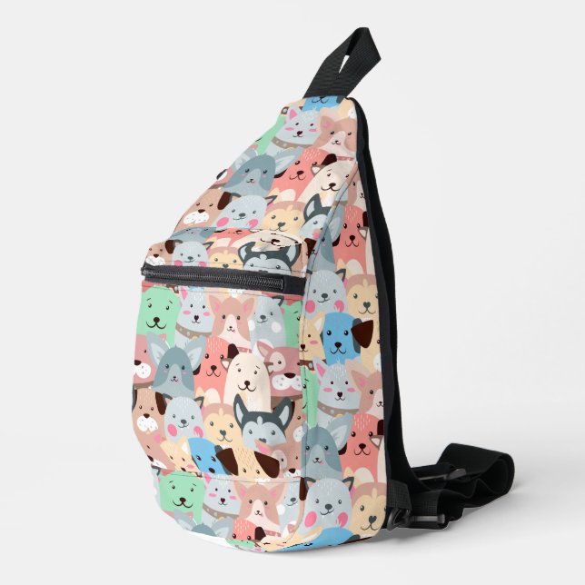 Muchos Perros Coloridos Diseñan Bolsa Sling (Esquina derecha)