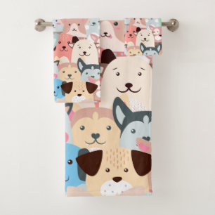 Muchos Perros Coloridos Diseñan Un Set De Toallas
