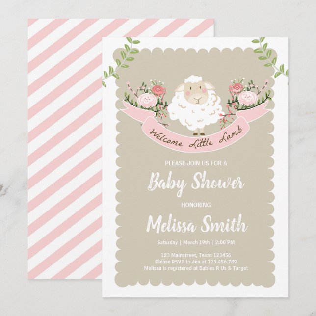 Muelle rosado del Chica de la invitación del corde (Anverso / Reverso)