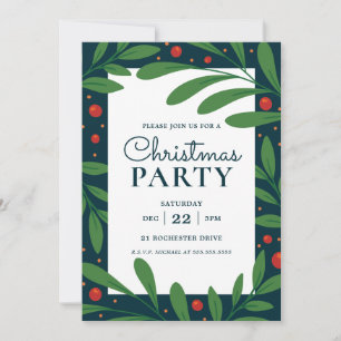 Muérdago Azul   Invitación de Fiesta Navideña