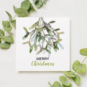 Muérdago de acuarela verde Feliz Navidad