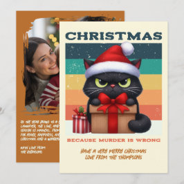 Muérdago Moderno Gato Divertido Foto Retro Navidad