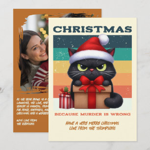 Muérdago Moderno Gato Divertido Foto Retro Navidad
