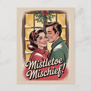 Muérdago Travieso Retro Navidad Años 50 Vintage