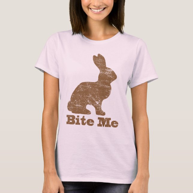 Muérdame camiseta del conejito de pascua del (Anverso)
