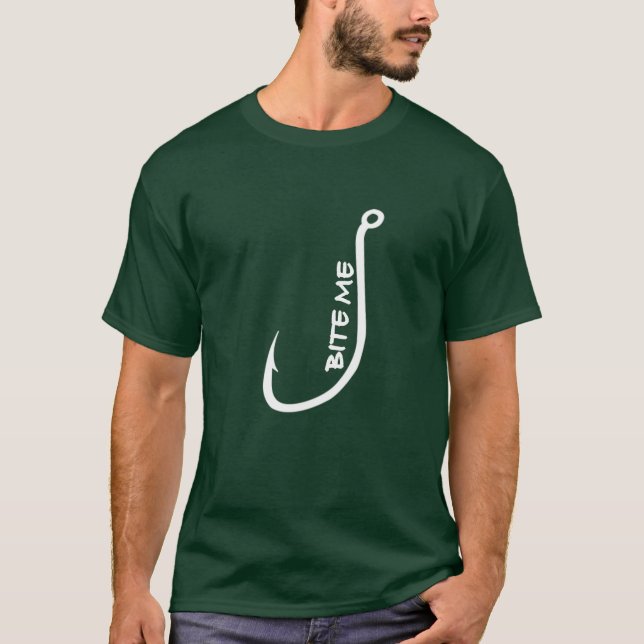 Muérdame camisetas divertido de la pesca de la (Anverso)