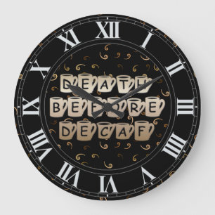 Muerte antes del café sordo Humor reloj de pared
