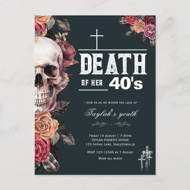 Muerte de su invitación de 40 a 50 años (Anverso)