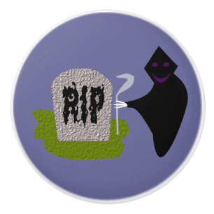 Muerte en el pomo de cerámica de Halloween en el c