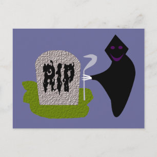 Muerte en la tarjeta postal de Halloween del cemen