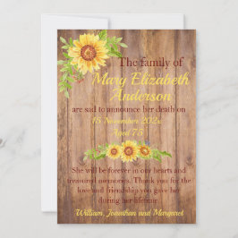 Muerte floral rústica y Invitación funeraria