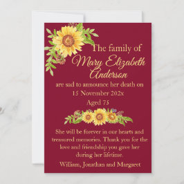 Muerte floral y Invitación funeraria Borgoña