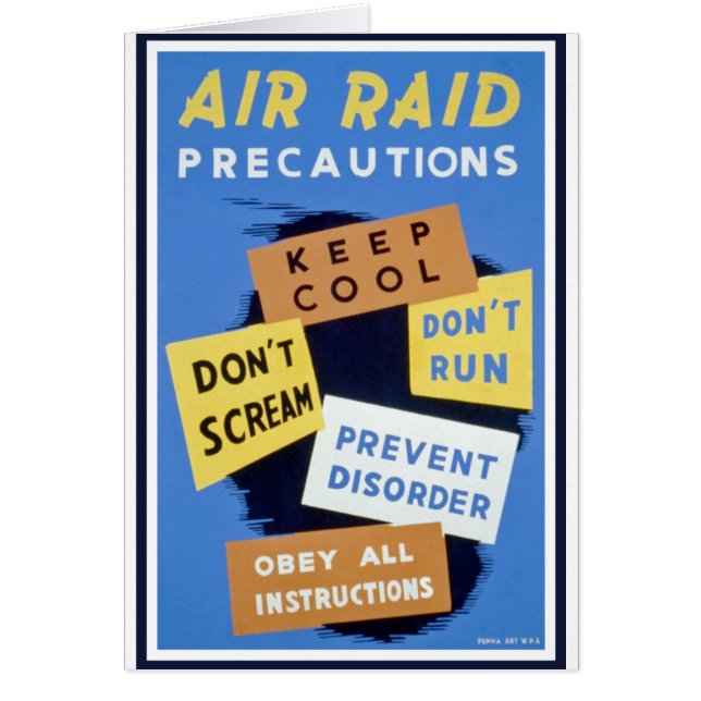 Muestra de las precauciones del ataque aéreo (Frente)