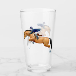 Muestre a caballo de salto el vaso de cristal