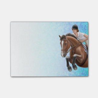 Muestre a caballo de salto las notas de post-it