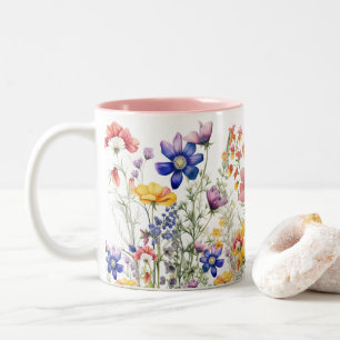 Mug de Flor Silvestre, Copa de Flores, Copa de Caf