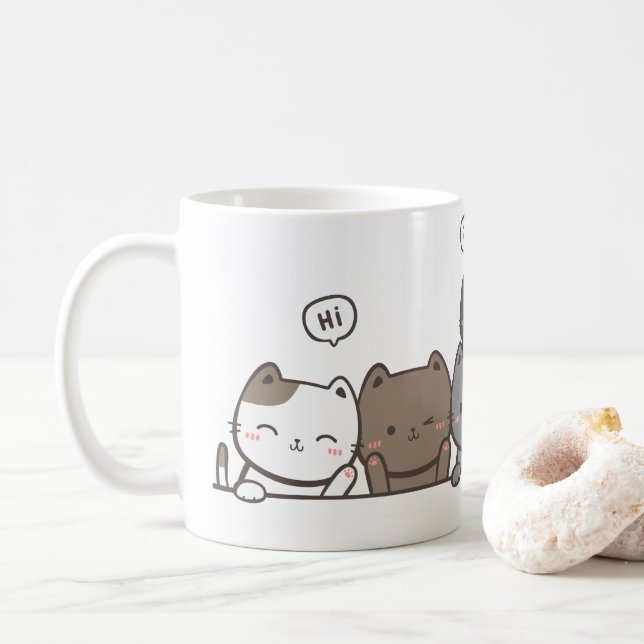 Mug de gato animado - regalo de taza de gato lindo (Con donut)