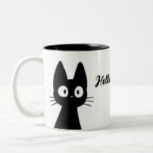 Mug de gato negro lindo - Divertida Copa de café d