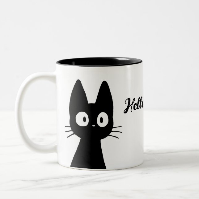 Mug de gato negro lindo - Divertida Copa de café d (Izquierda)
