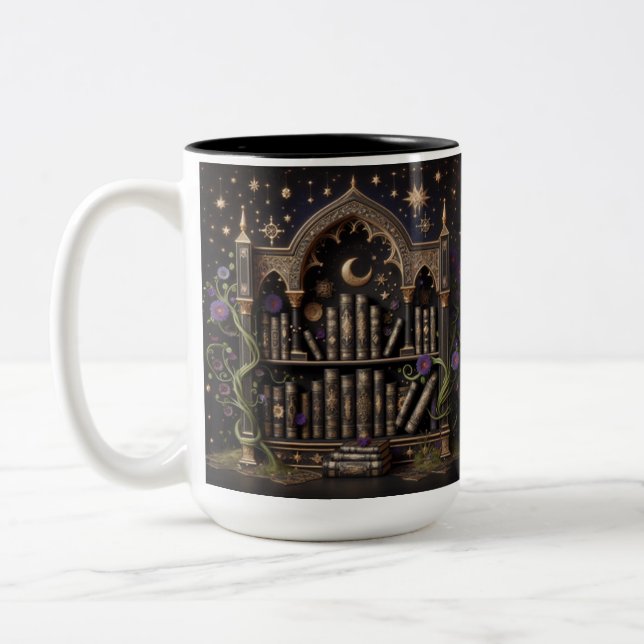 Mug de la biblioteca mística, Copa de café de dise (Izquierda)