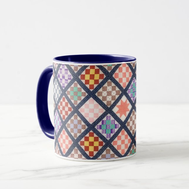 Mug de la Copa de Arte del Patrón Quilt (Anverso izquierdo)