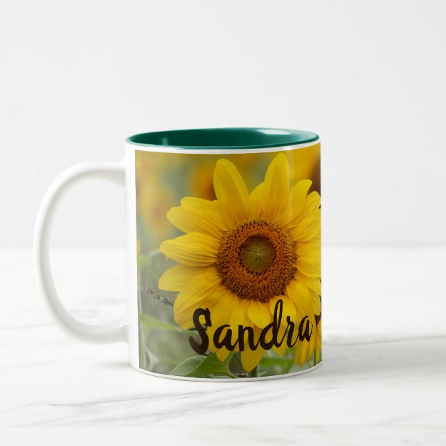 Mug de la Copa de Coffee de Girasol personalizada (Izquierda)