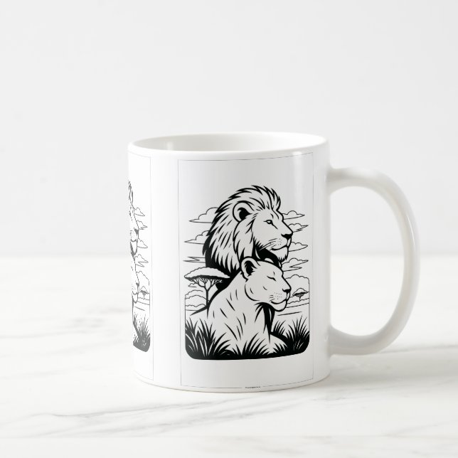 Mug de León y Leona - Copa de Café de León Protect (Derecha)