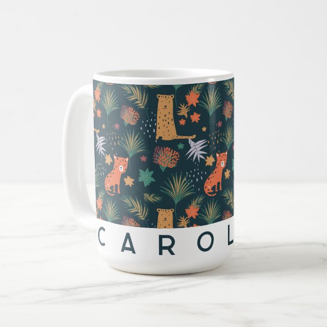 Mug de leopardo de la jungla personalizada | Copa  (Anverso izquierdo)