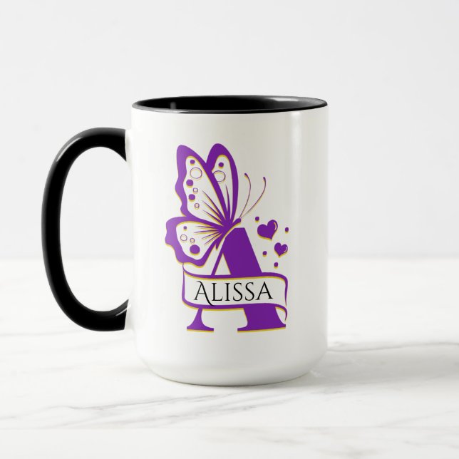 Mug de nombre personalizado, Copa de mariposa pers (Izquierda)