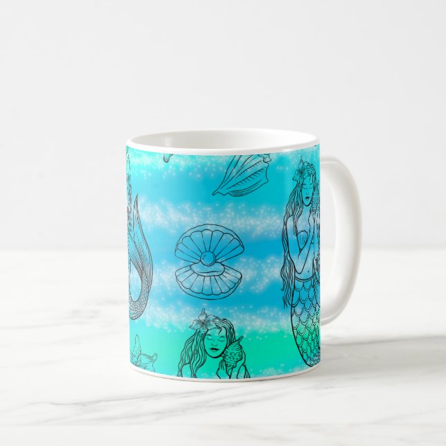 Mug de sirena, Copa de café con temática oceánica, (Anverso derecho)