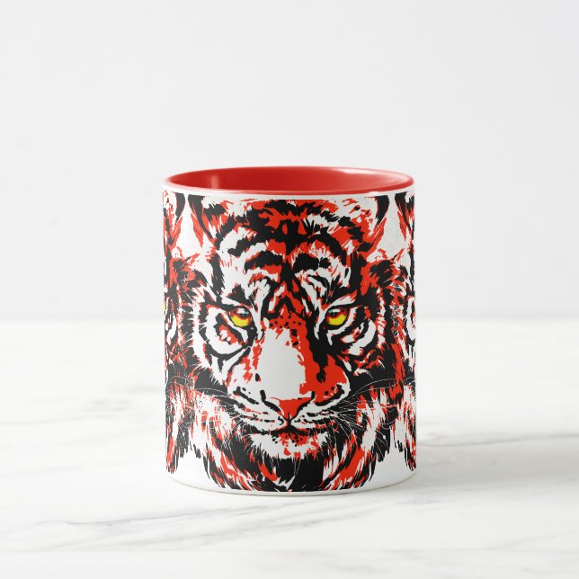 Mug de tigre rojo realista - Copa de café (Centro)