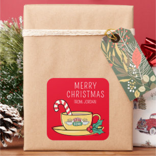 Mug. feriado central de Perk Etiqueta de regalo