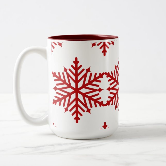 Mug, Fiesta de copas de nieve de los Navidades roj (Izquierda)