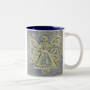 Mug o copa de Angel blanco y plateado