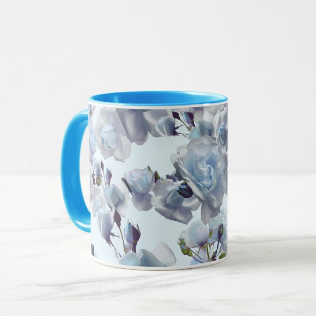 Mug Rosa azul, Mug azul, Copa azul, Copa Rosa (Anverso izquierdo)