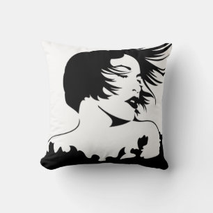 Mujer 2 costado negro / almohada blanca