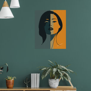 Mujer abstracta minimalista Cara – Arte moderno bo