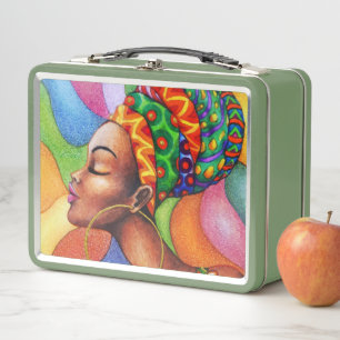 Mujer africana con tejidos tradicionales de cera