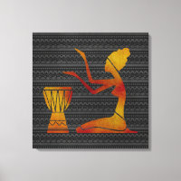 Mujer africana en imagen de lienzo de tambores