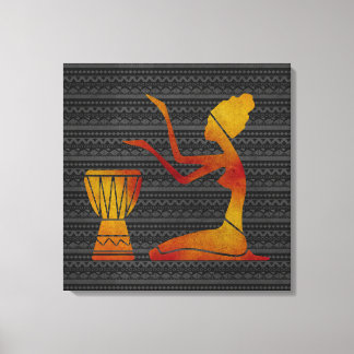 Mujer africana en imagen de lienzo de tambores