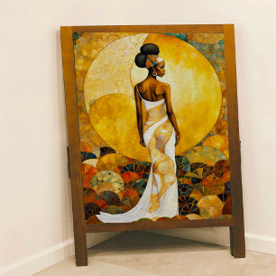 Mujer africana en papel de debate blanco
