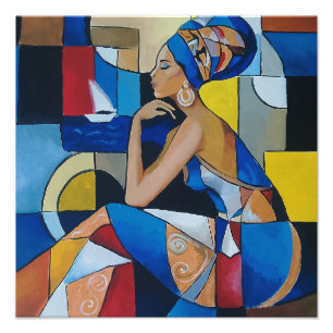 Mujer africana junto al mar Foto de cubismo abstra