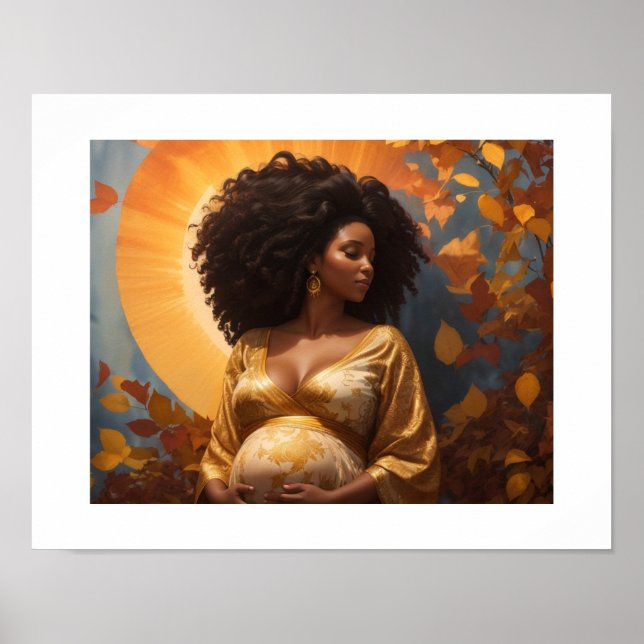 Mujer afroafricana Embarazo Maternidad Arte de gua (Frente)